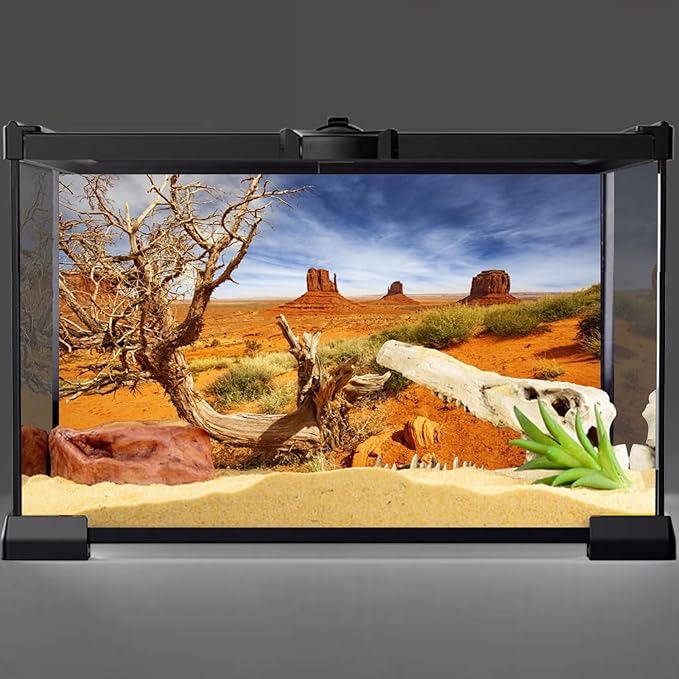 AWERT 60x24 inches Reptile Habitat Background Orange Desert Terrarium Background Durable Polyester Background