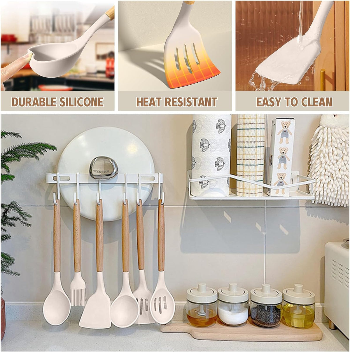 Umite Chef 33‑Piece Silicone Cooking Utensils Set with Holder