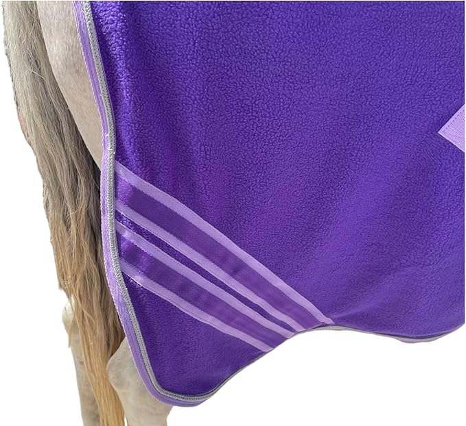 Majestic Ally Anti Pill Fleece Horse Blanket/Sheet with Silver Braided Rope (Purple, 82)