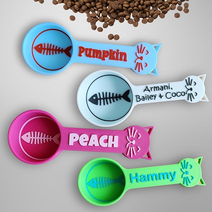 Personalized Cat Food Scoop, Cat Food Measuring Cup with Name, Kibble Scoop (10 oz - 1 1/4 cups)