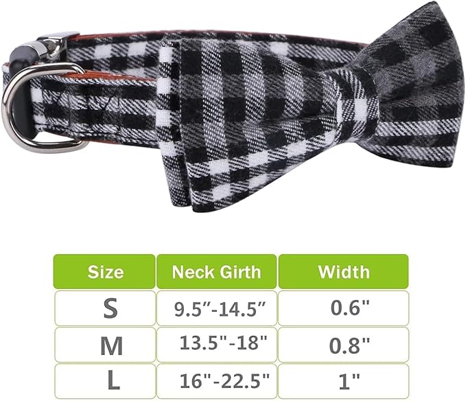 Faleela Soft &Comfy Bowtie Dog Collar,Detachable and Adjustable Bow Tie Collar,for Small Medium Large Pet (Medium (Pack of 1), Black and Whit)