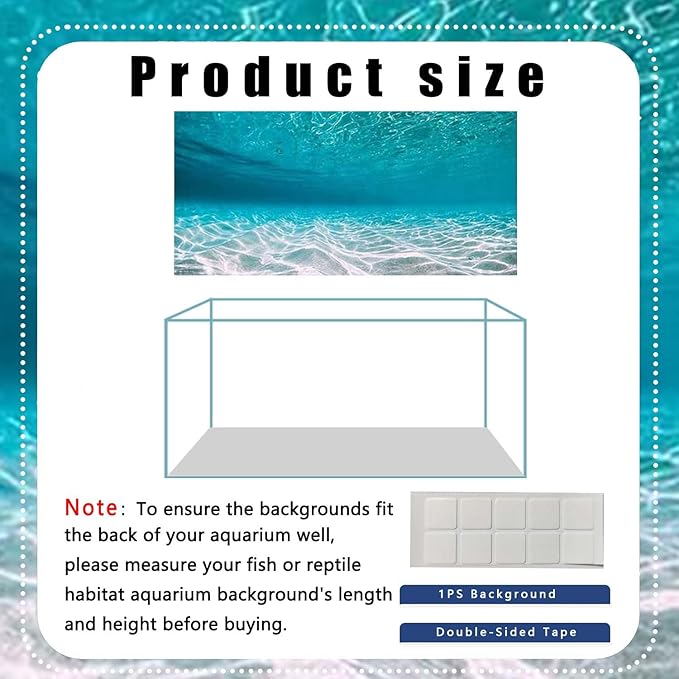 Reptile Habitat Background, Retro Desert Oasis Cactus Terrarium Background Background with 8 EVA Double-Sided Tape (Sea, 24X16in/60X40cm)