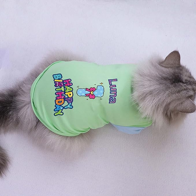 Custom Dog Birthday Shirt,Personalized Pet Apparel Print with Name Age Number,Pet Birthday Outfit,Lightweight Breathable Cotton Vest for Small Medium Large Dogs Cat (Dopamine Yellow, Medium)
