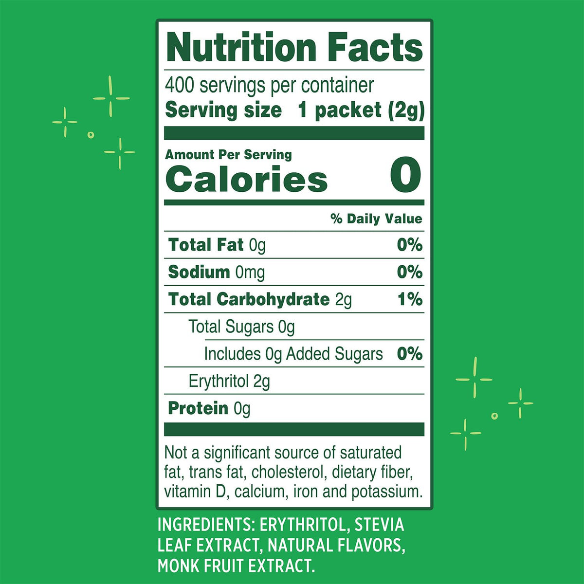 Whole Earth Sweetener Co. Stevia & Monk Fruit Sweetener, Erythritol Sweetener, Stevia Packets, Sugar Substitute, Natural Sweetener, 400 Count