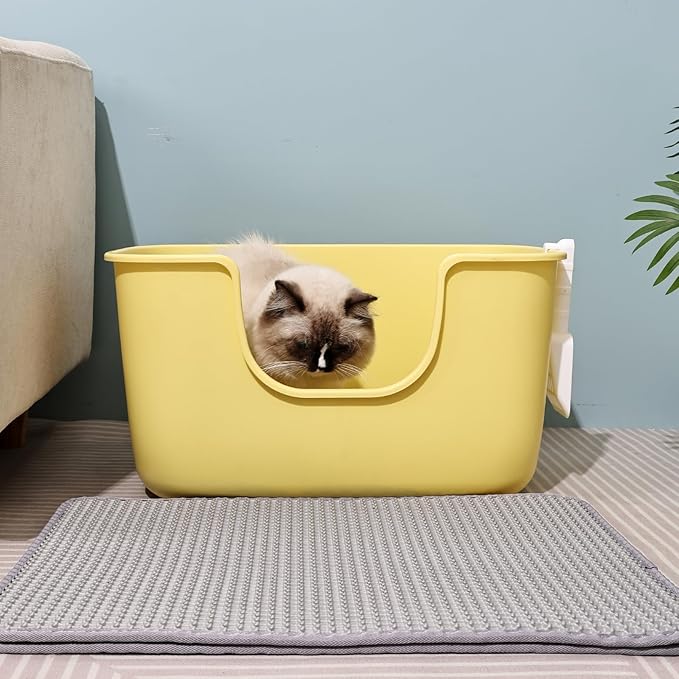SpaceTime Extra Large Litter Box with High Sides,XL Low Entry Multi Cat Litter Pan for Kittens,Jumbo Litter Boxes for Big Cats,Anti-Splashing Cat Boxes for Indoor Cats,Easy to Clean (AvocadoGreen)