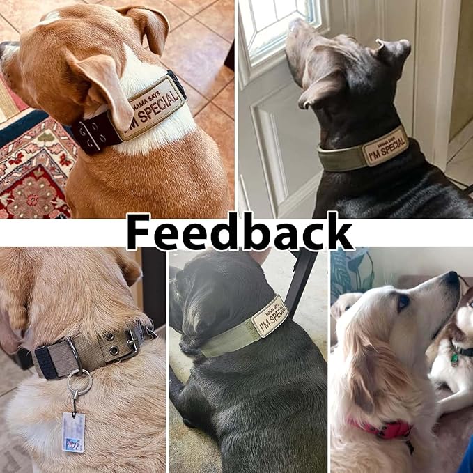 Tactical Dog Collar Military Adjustable Dog Collars Soft Nylon Training Collar with Patch Heavy Duty Metal Buckle Collars for Medium Large Dogs (Pink, L)