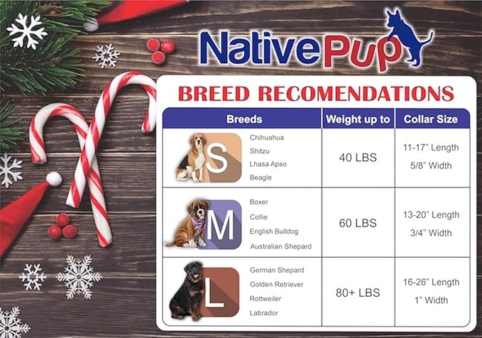 Native Pup Christmas Dog Collar- Winter Holiday Collars for Pets- Xmas Gift for Puppy- Santa, Reindeer, Snowman, Candy Cane, Red Green- Girl Boy- Small, Medium, Large Breeds (Christmas Tree, Medium)