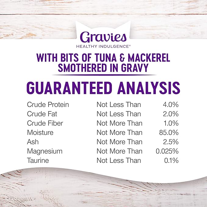 Wellness Healthy Indulgence Gravy Adult Wet Cat Food, Natural, Protein-Rich, Grain Free, 3 Ounce Pouch, 24 Pack, (Tuna & Mackerel)