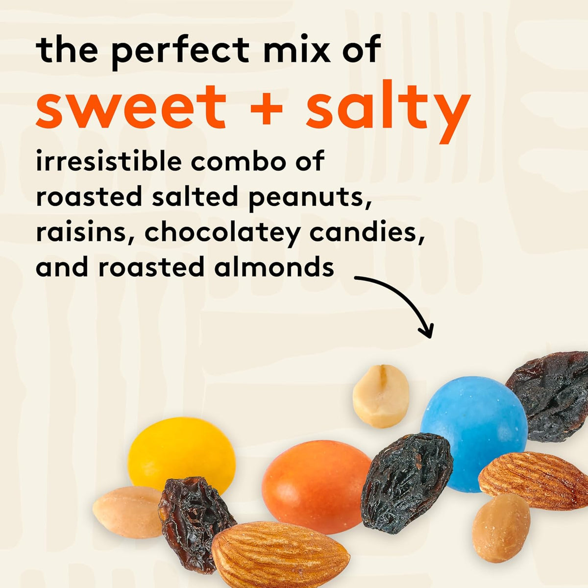 Snak Club Energizer Trail Mix with Roasted Salted Peanuts, Raisins, Chocolatey Candies, Roasted Almonds, Gluten-Free and Kosher Snack, 2 oz Bags, 12 Pack