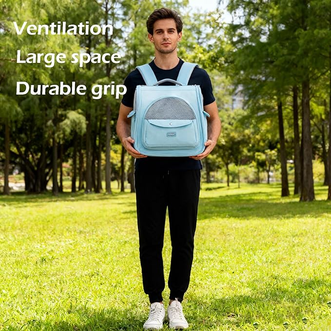 Cat Carrier Backpack,Large Space Animal Carrier Backpacks for Small Dogs Kitten and Medium Cats, Comfort & Safety,Design Reduces Pressure for Travel Outdoor and Vet Visits (Yellow)