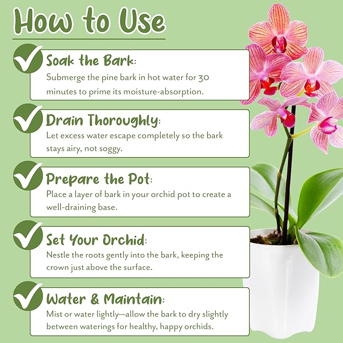 Soil Sunrise 100% Organic Orchid Potting Bark (30 Quarts) All-Natural USA-Sourced Pine Bark Orchid Mix Additive