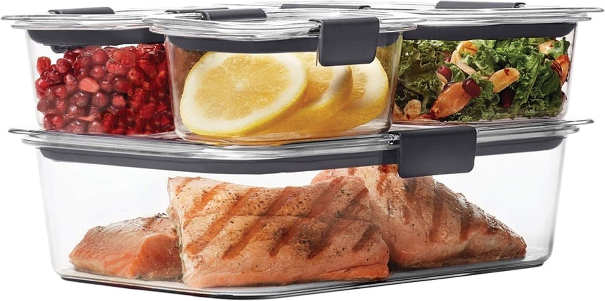 Rubbermaid Brilliance BPA-Free Food Storage Containers with Lids, Airtight Clear Set of 2 (9.6 Cup), Ideal for Lunch, Meal Prep, and Leftovers