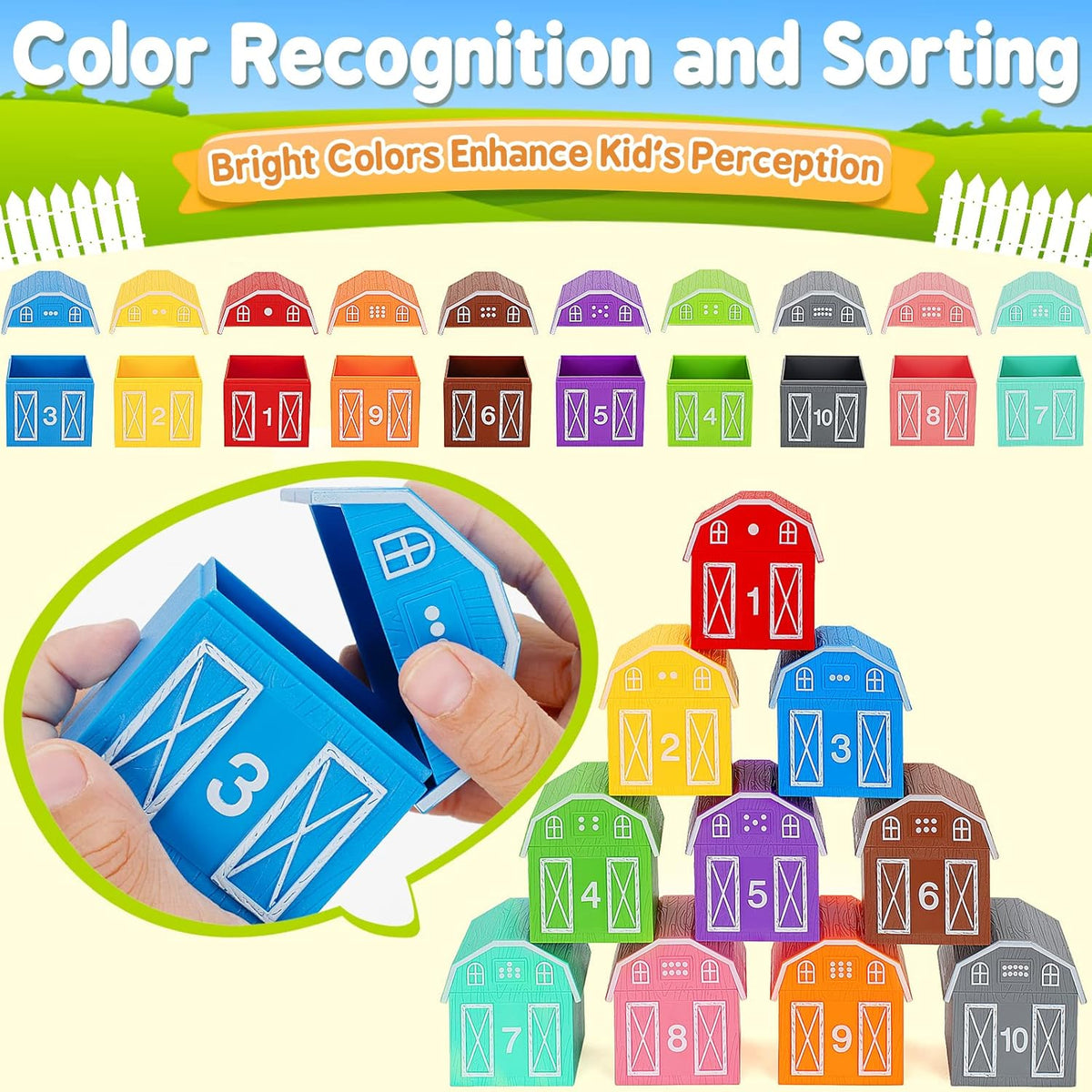 Learning Toys for 1,2,3 Year Old Toddlers, 20Pcs Farm Animals Toys Montessori Counting, Matching & Sorting Fine Motor Games, Birthday Easter Gift for Baby Boys Girls Age 12-18 Months