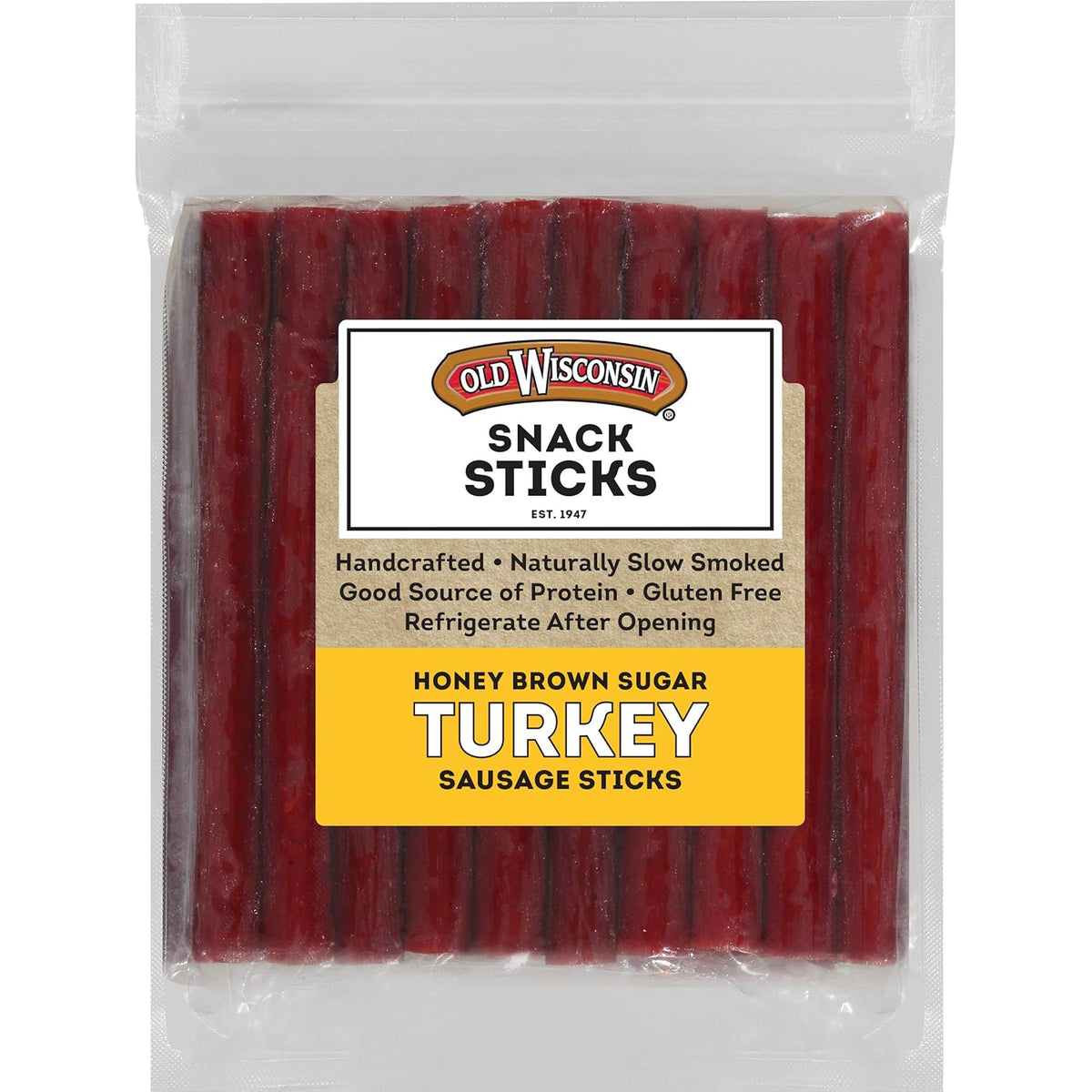 Old Wisconsin Turkey Sausage Snack Sticks, Naturally Smoked, Ready to Eat, High Protein, Low Carb, Keto, Gluten Free, 16 Ounce Resealable Package
