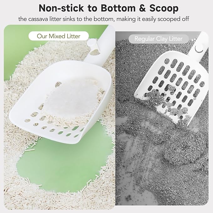 Non-Stick Ultra Clumping Tofu Cat Litter with Cassava, Odor Control Low Tracking Kitty Litter Pellets, Plant-Base Natural Ingredients Cat-Litter, Last Twice as Long as Clay Litter, 9lbs X 1Pack
