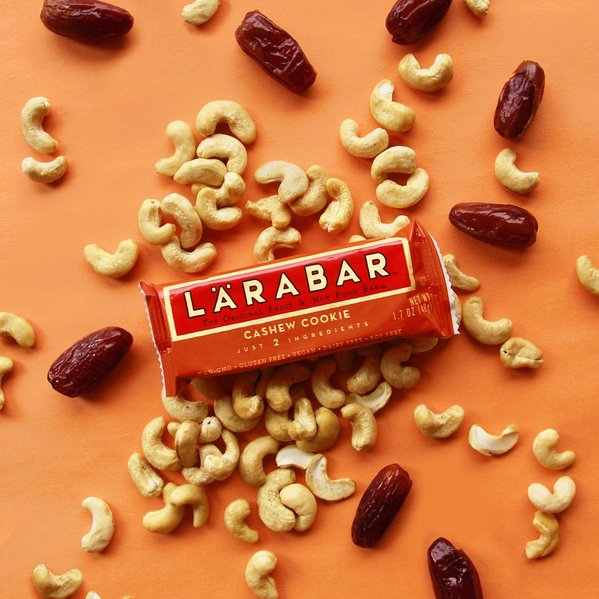 Larabar Cashew Cookie, Fruit and Nut Bars, Gluten Free and Vegan, 30.6 oz, 18 Ct