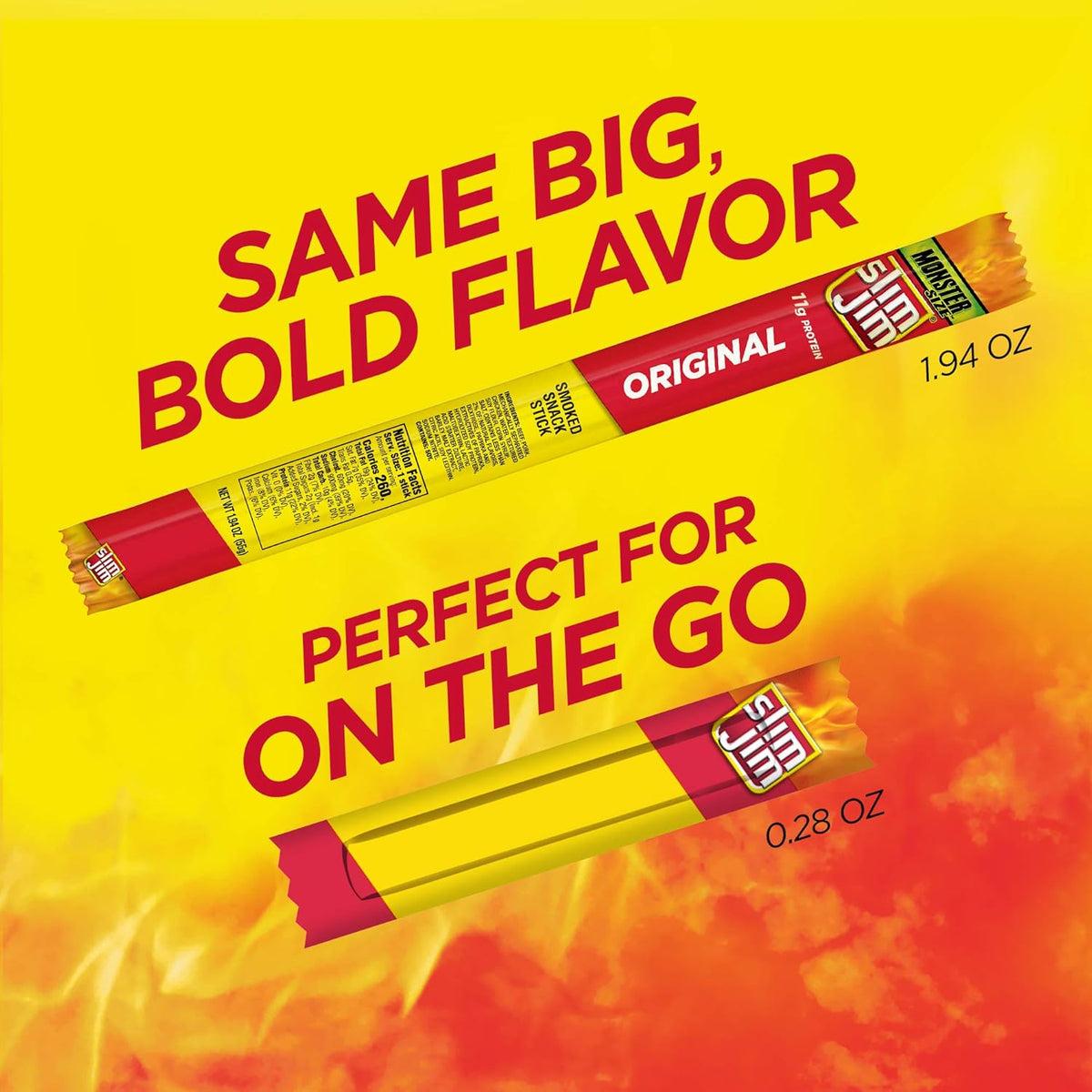 Slim Jim Smoked Meat Sticks, Original Flavor, 6g Protein Per Serving, Snack Size, 0.28 oz. (14 Count)