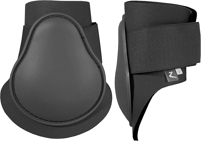 HORZE Chicago Fetlock Rear Boots | Lightweight, Adjustable, Jumping Horse Boots (Pair) - Black - Pony