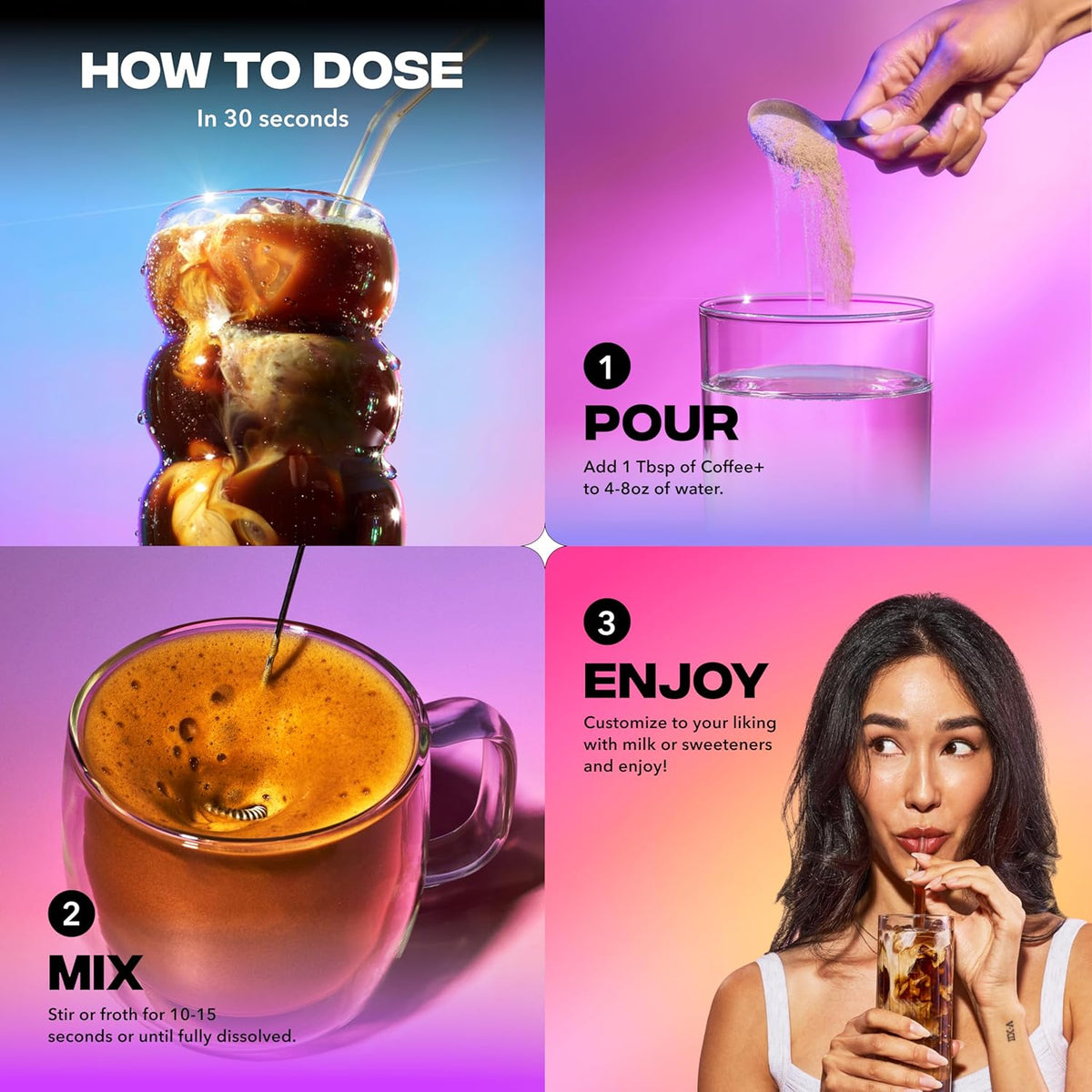 Everyday Dose Premium Adaptogenic Mushroom Coffee with Grass-Fed Collagen, Chaga, Lions Mane & L-Theanine for Better Focus, Energy, Digestion, Skin, and Immunity 30 Servings