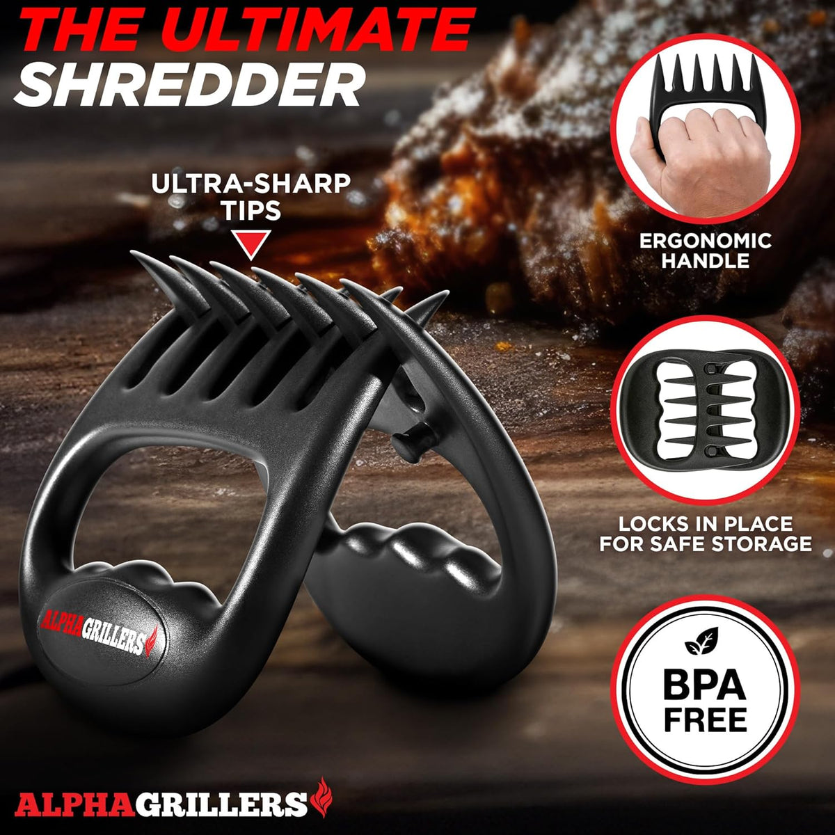 Alpha Grillers Meat Shredder Claws - Grilling and Smoker Accessories Gifts for Men Valentines Day Gifts for Him