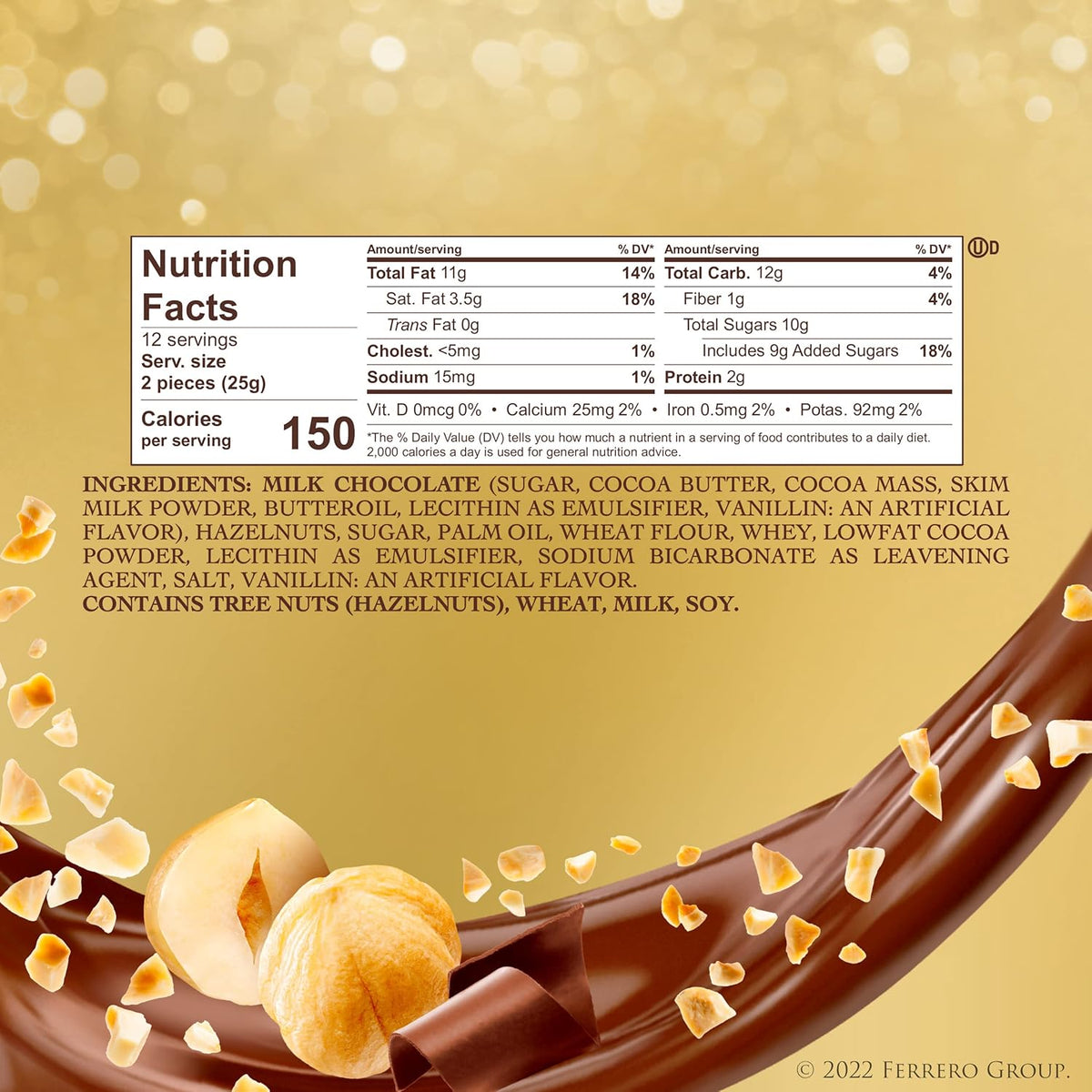 Ferrero Rocher, 24-count, individually wrapped, 10.6 oz premium milk chocolate hazelnut gift box