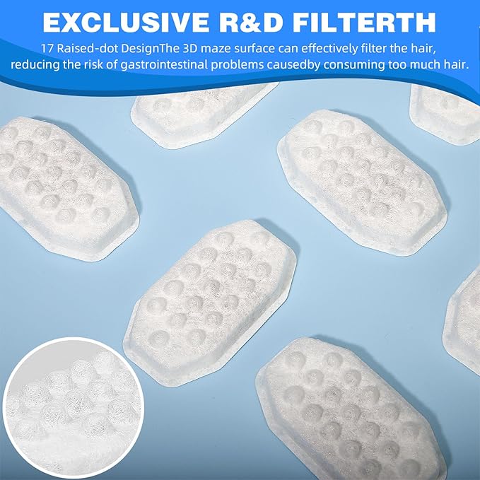 Cat Water Fountain Filters Pre-Filter Sponges for 3.2L/108oz Automatic Pet Fountain Dog Water Fountain (12 Filters& 12 Sponges)