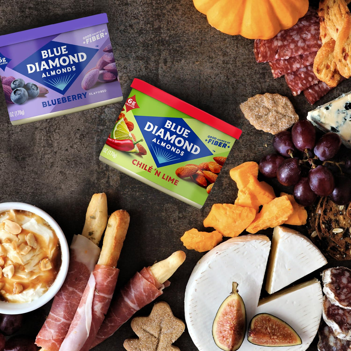 Blue Diamond Almonds, Classic Blueberry Flavored Sweet Snack Nuts, Non-GMO, Kosher, and No Gluten Ingredients or Artificial Flavors, Great size for On-the-go, Lunch, Adults and Kids, 6oz Can