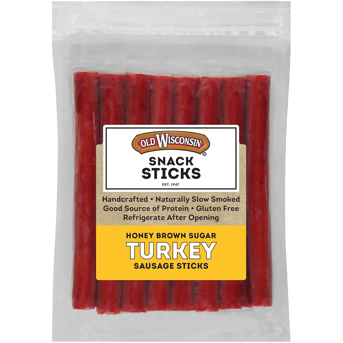 Old Wisconsin Turkey Sausage Snack Sticks, Naturally Smoked, Ready to Eat, High Protein, Low Carb, Keto, Gluten Free, 16 Ounce Resealable Package