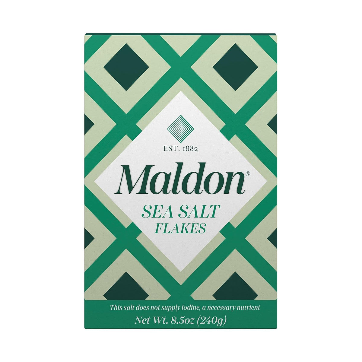 Maldon Salt, Sea Salt Flakes, 8.5 oz (240 g), Kosher, Natural, Unique Gourmet Pyramid Shaped Salt Flakes, Perfect for a Wide Range of Dishes, Hand-Harvested for Four Generations (Packaging May vary)