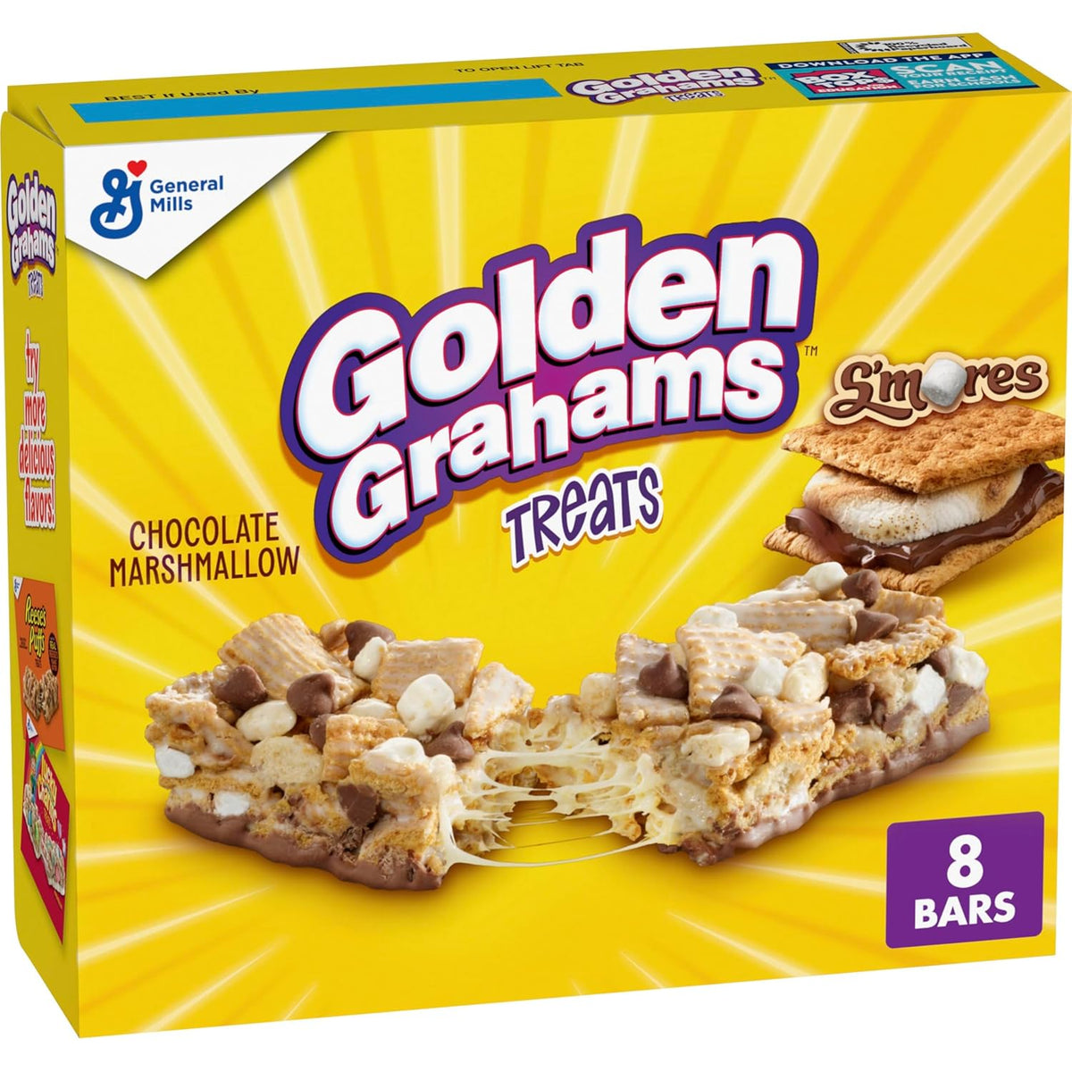 Golden Grahams Breakfast Cereal Treat Bars, S'mores, Snack Bars, 8 Ct, 8.48 oz