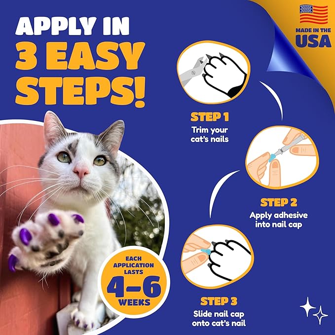 Soft Claws Cat Nail Caps for Large Cats – (40 Caps, The Games) - Made in USA - Veterinarian-Developed | Protects Furniture & Skin - Easy to Apply, Long-Lasting Anti-Scratch Soft Cat Claw Covers