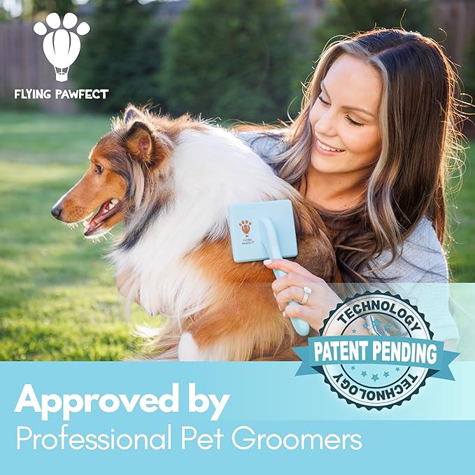 Dog Slicker Brush for Grooming Pet Hair - Best For Poodle & Golden Doodle - Long Haired Brush For Dogs - Goldendoodle Long Pins Tool For Dematting- Ideal Gift for Pet Groomers