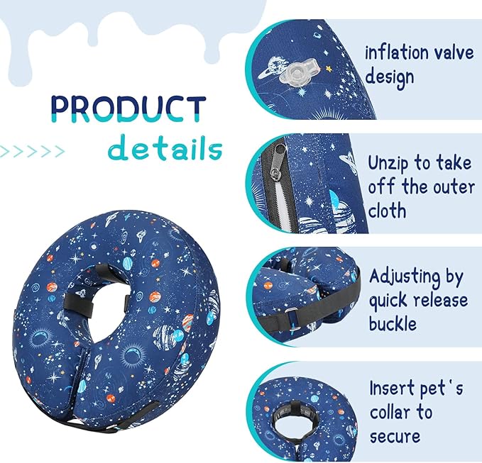 Supet Inflatable Dog Cone Collar for Small Dogs Puppies Cats, Soft Dog Cone Alternative After Surgery for Puppies Cats to Stop Licking