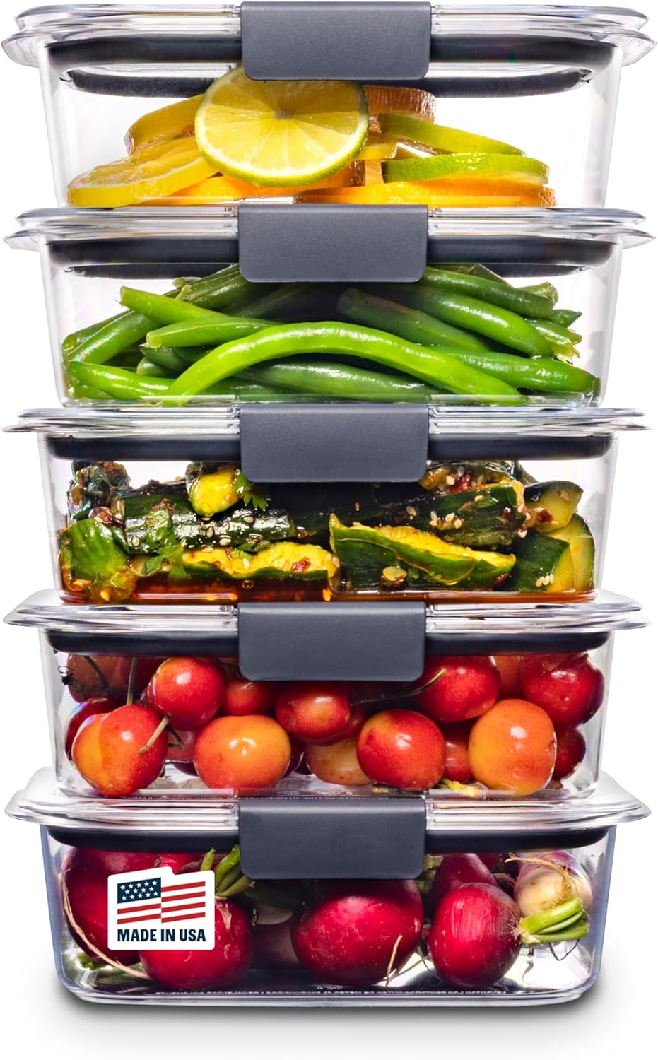 Rubbermaid Brilliance BPA-Free Food Storage Containers with Lids, Airtight Clear Set of 2 (9.6 Cup), Ideal for Lunch, Meal Prep, and Leftovers