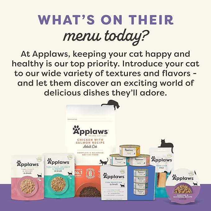 Applaws Lickable Cat Treats, Natural Grain-Free Purée, Limited Ingredient, Variety of Chicken, Tuna, & Salmon Squeeze Up Cat Treats (60 x 0.5 oz Sachets)