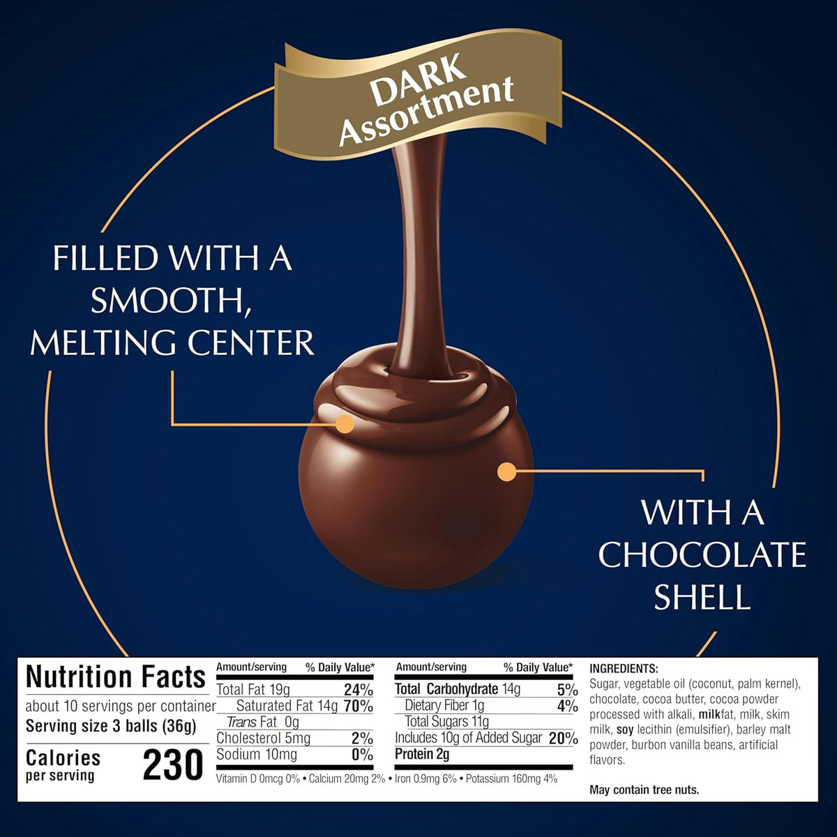 Lindt LINDOR Assorted Dark Chocolate Candy Truffles, 12.7 oz. Bag