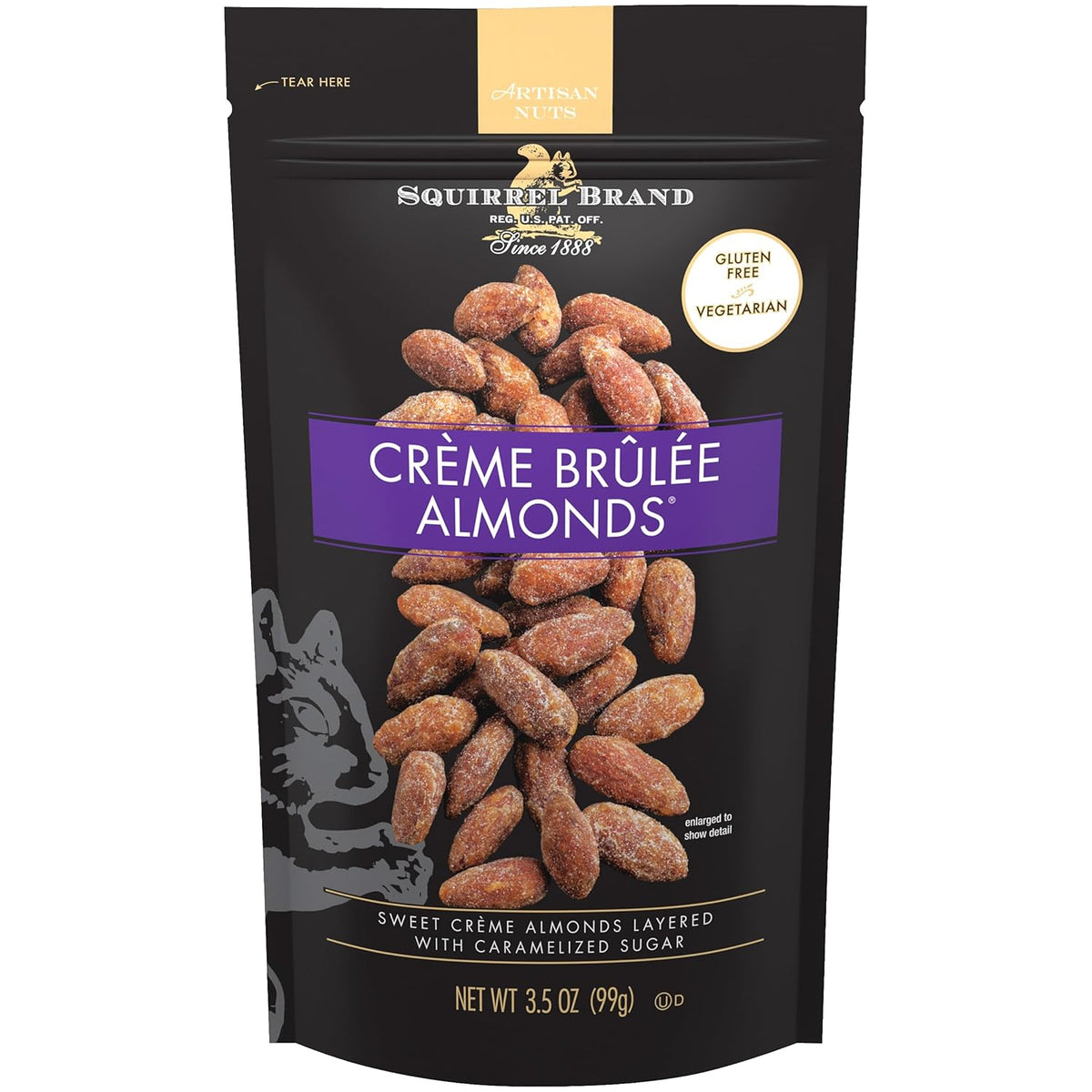 Squirrel Brand Sweet Brown Butter Cashews, 3.5 oz Resealable Bag, Gourmet Flavored Cashews Nuts, Gluten Free, Vegetarian