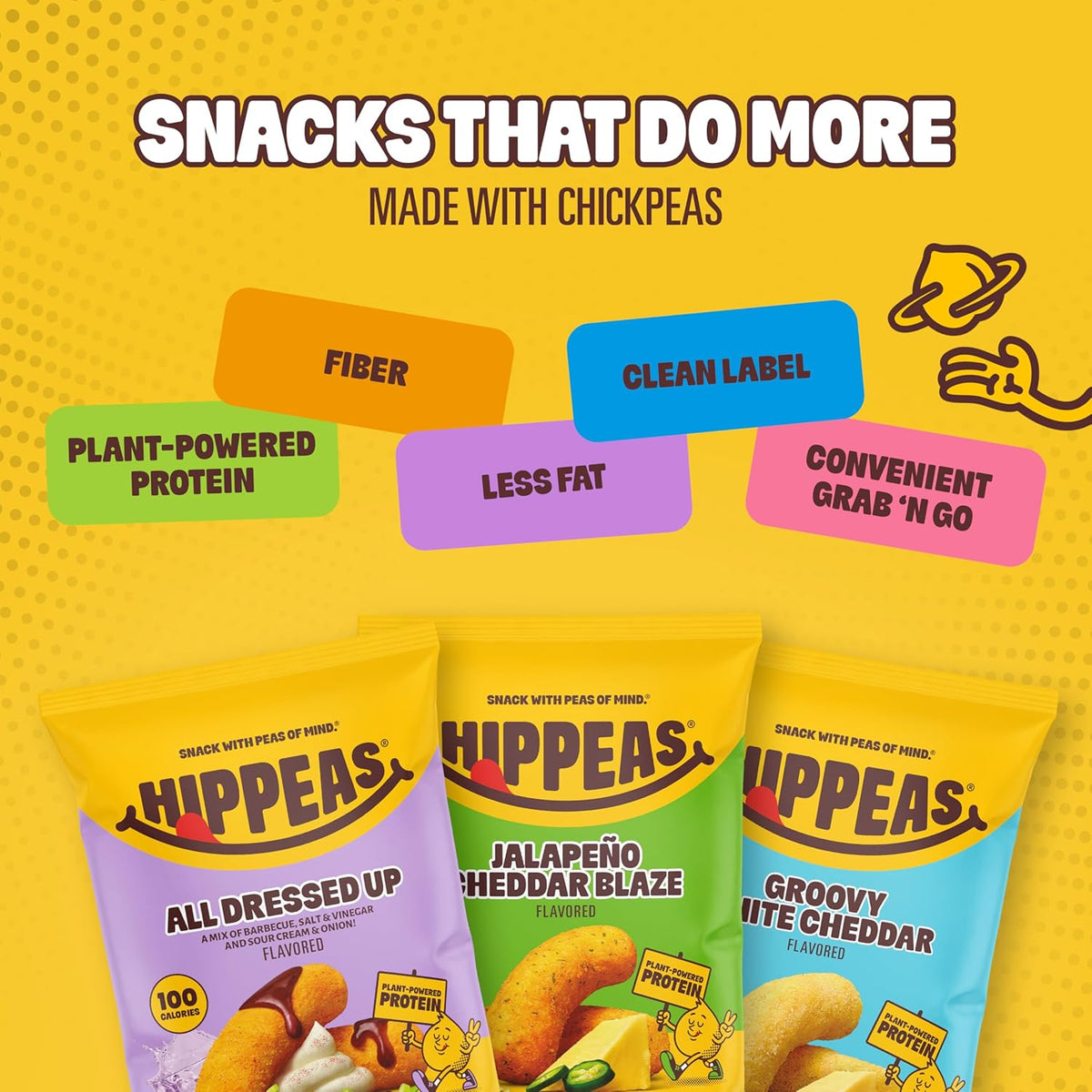 Hippeas Chickpea Puffs, Cheese Variety Pack, Groovy White Cheddar, Jalapeño Cheddar Blaze, 18 x 0.8 oz, Baked Crunchy Chickpea Snacks, 3g Plant Protein, 2g Fiber & 50% Less Fat, Dairy & Gluten Free