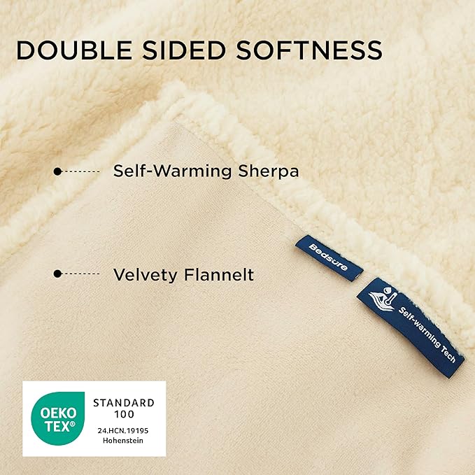 Bedsure Self Warming Blanket for Small Dogs - Small Cat Waterproof Blanket Washable for Couch Protection, Sherpa Fleece Puppy Blanket, Soft Plush Reversible Throw Furniture Protector, 25"X35", White