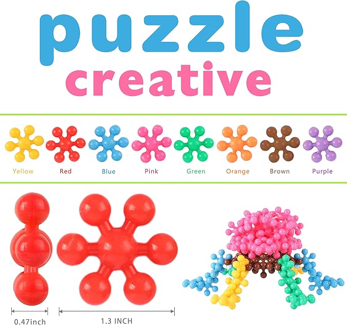 TOMYOU 300 Pcs Building Blocks Kids STEM Toys Educational Sets Interlocking Plastic for Preschool Boys and Girls Aged 3+, Safe Material Creativity