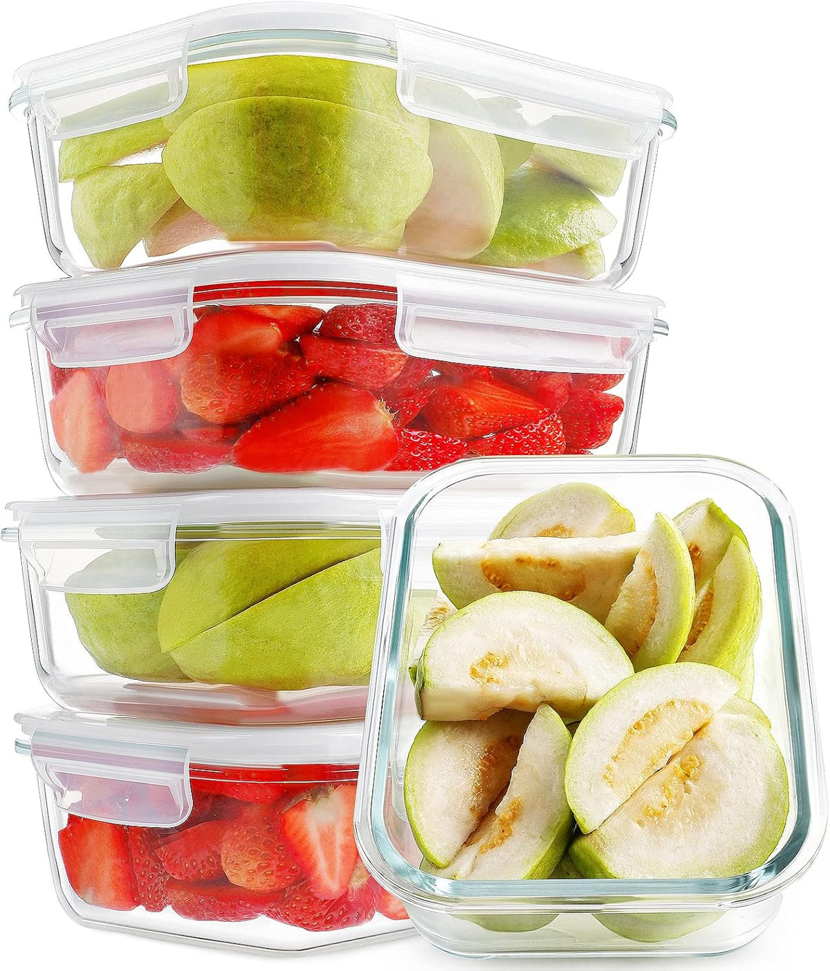 HOMBERKING 10 Pack Borosilicate Glass Meal Prep Containers with Locking Lids, Glass Food Storage Containers Set, Airtight Lunch Bento Boxes, BPA-Free & Leak Proof, 36oz & 14oz, Freezer, Oven Safe