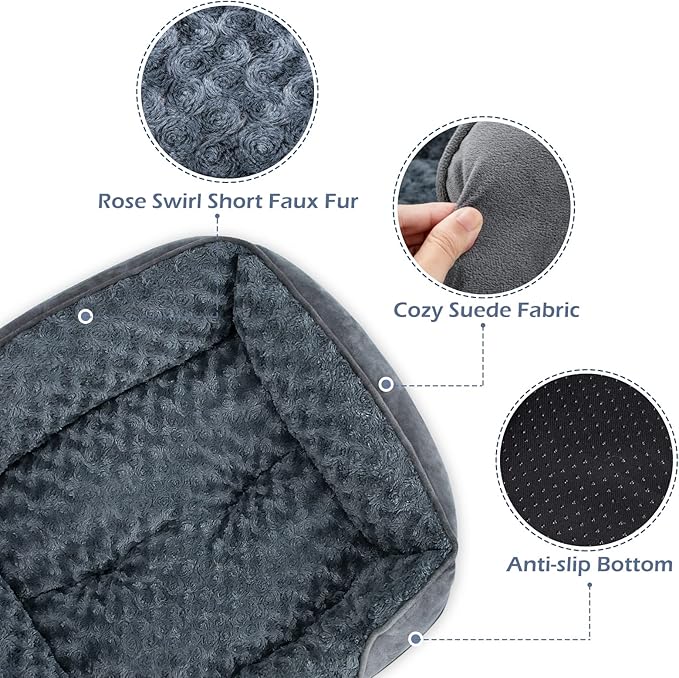 INVENHO Dog Bed Medium Size Dog, Orthopedic Warming Soft Calming Sleeping Puppy Bed Durable Pet Bed with Anti-Slip Bottom