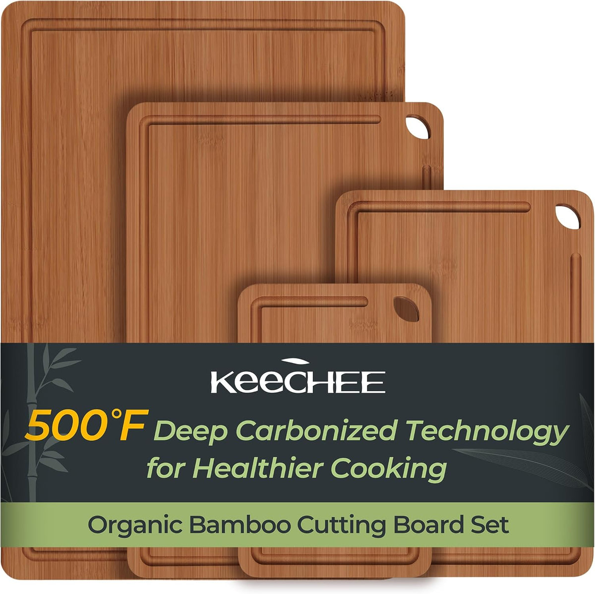 Bamboo Cutting Board, Durable Wood Cutting Boards for Kitchen with Deep Juice Grooves & Built-in Handles, Ideal Charcuterie & Chopping for Meat, Vegetables and Fruits Ideal Kitchen Gifts