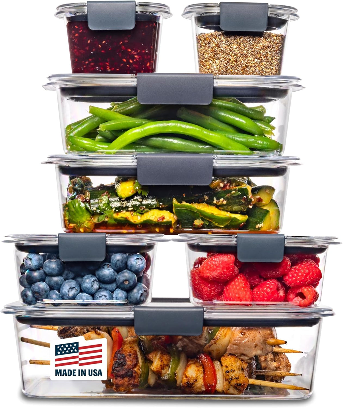 Rubbermaid Brilliance BPA-Free Food Storage Containers with Lids, Airtight Clear Set of 2 (9.6 Cup), Ideal for Lunch, Meal Prep, and Leftovers