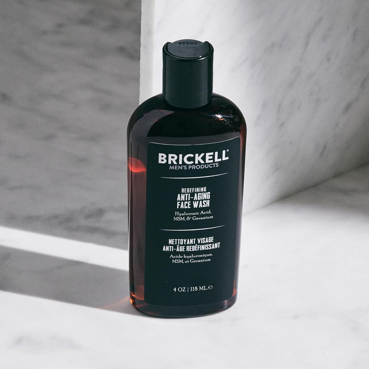 Brickell Men's Redefining Anti-Aging Face Wash For Men, Natural and Organic, Foaming Gel Face Wash Firms & Plumps Skin to Reduce Signs of Aging (Scented, 4 oz)