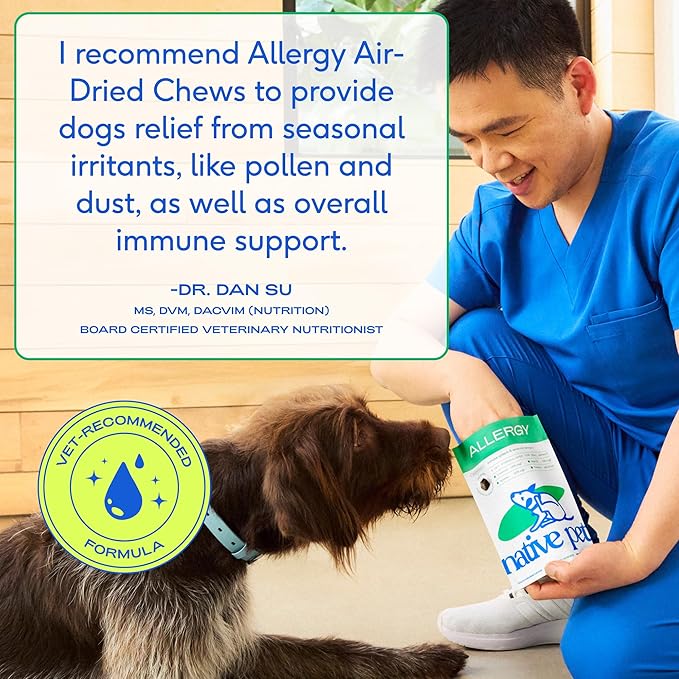 Native Pet Dog Allergy Chews - Dog Allergy Relief with Probiotics and Colostrum for Itchy Skin Relief to Support Seasonal Allergy and Healthy Immune System - All Natural Anti-Histamine - 120 Chews