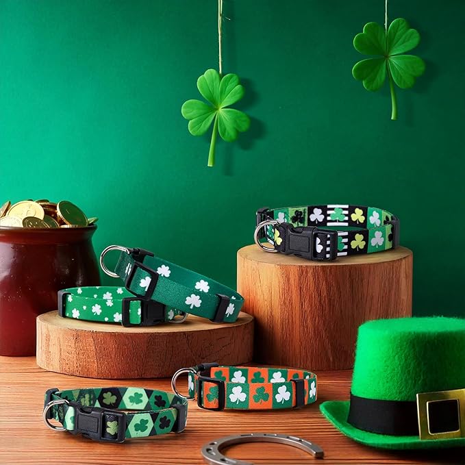 Native Pup St Patricks Dog Collar- Saint Patrick Green Shamrock Pet Collars- St. Patrick’s Lucky Irish- Cute Boy Girl Puppy Gift- Adjustable for Small, Medium, Large Breeds (Shamrock, Small)