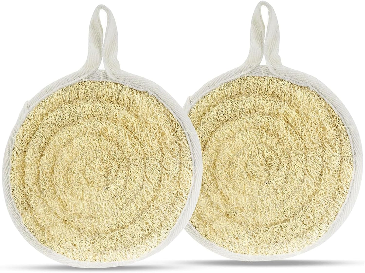 Natural Loofah Dish Sponge Pack of 2, Compostable and Cellulose Kitchen Loofah, Luffa Eco-Friendly Loofah Sponges for Cleaning Kitchen, Bathroom and Household