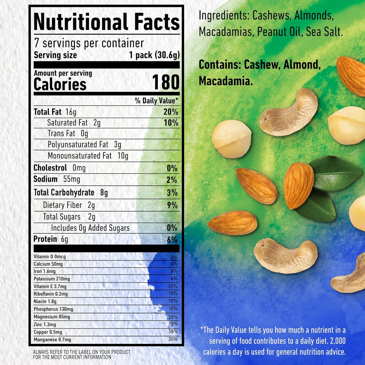 PLANTERS NUT-rition Wholesome Nut Mix, 7.5 oz Box (Contains 7 Individual Pouches) - Cashews, Almonds and Macadamias Snack Mix - No Artificial Flavors, No Artificial Colors, No Preservatives - Kosher