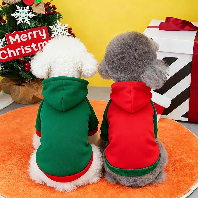 Custom Dog Hoodie, Personalized Sweatshirt with Photo Text Name Logo, Customized Hooded Sweater for Small Medium Large Dogs & Cats (Red + Green Border, XXX-Large)